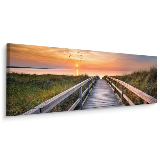 Obraz Na Płótnie Canvas MORZE Wydmy Pomost Zachód Słońca 145cm x 45cm Muralo
