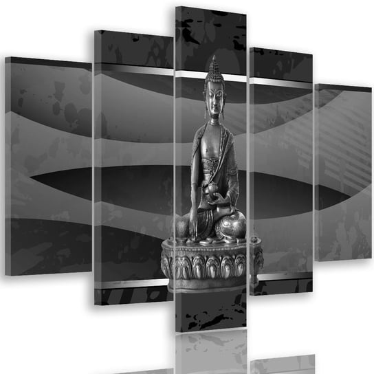 Obraz na płótnie Canvas, pentaptyk typ A, Budda na abstrakcyjnym tle 4, 250x120 cm Feeby