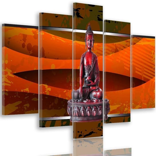 Obraz na płótnie Canvas, pentaptyk typ A, Budda na abstrakcyjnym tle1, 300x140 cm Feeby