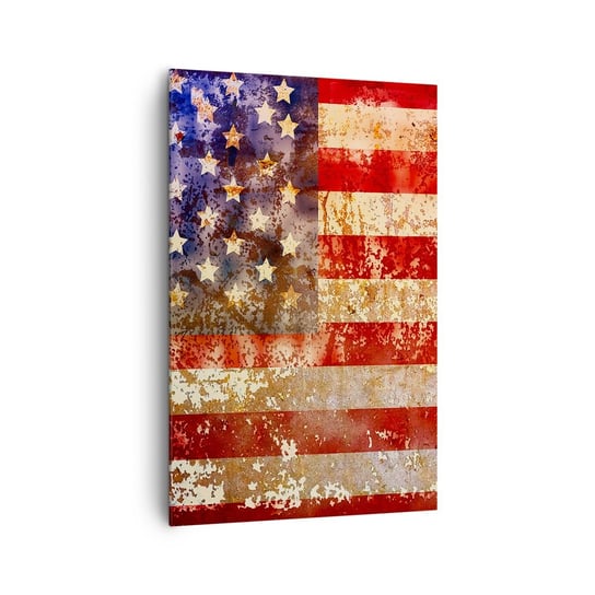 Obraz na płótnie - Chwała nie przemija - 80x120cm - Ameryka Flaga Amerykańska Grafika - Nowoczesny obraz na ścianę do salonu do sypialni ARTTOR ARTTOR