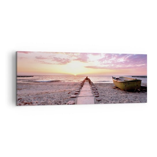 Obraz na płótnie - Chwila głębokiego przeżycia - 140x50cm - Krajobraz Morze  Plaża - Nowoczesny Canvas obraz do salonu do sypialni ARTTOR ARTTOR