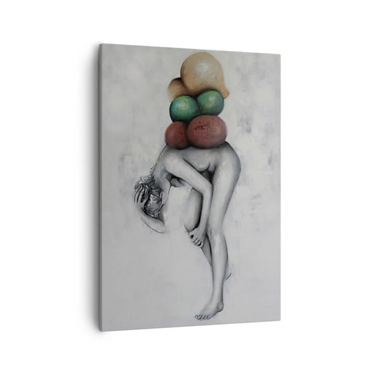 Obraz na płótnie - Ciężar życia - 50x70cm - Street Art   Kobieta Ciężar - Nowoczesny Canvas obraz do salonu do sypialni ARTTOR ARTTOR