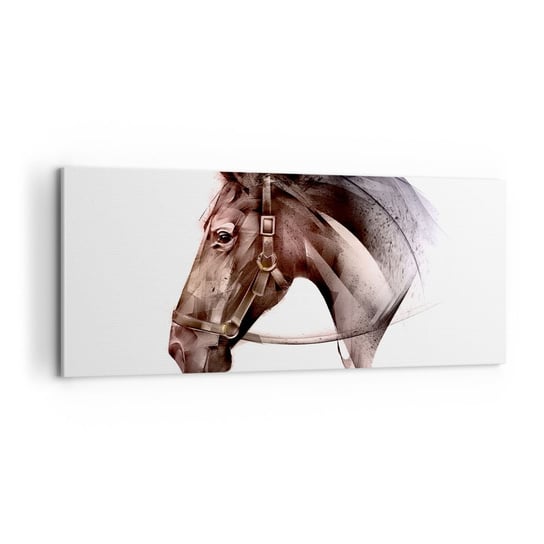 Obraz na płótnie - Co za wdzięk - 100x40cm - Zwierzęta Głowa Konia Koń - Nowoczesny foto obraz w ramie do salonu do sypialni ARTTOR ARTTOR
