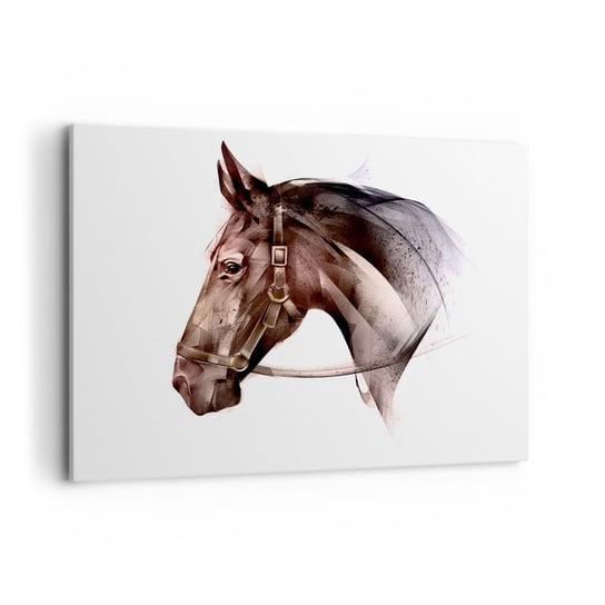 Obraz na płótnie - Co za wdzięk - 100x70cm - Zwierzęta Głowa Konia Koń - Nowoczesny foto obraz w ramie do salonu do sypialni ARTTOR ARTTOR