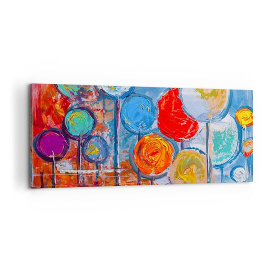 Obraz na płótnie - Cuda na kiju - 100x40cm - Kolorowe Balony Abstrakcja Dla Dzieci - Nowoczesny foto obraz w ramie do salonu do sypialni ARTTOR ARTTOR