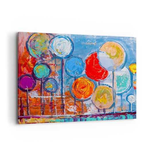 Obraz na płótnie - Cuda na kiju - 100x70cm - Kolorowe Balony Abstrakcja Dla Dzieci - Nowoczesny foto obraz w ramie do salonu do sypialni ARTTOR ARTTOR