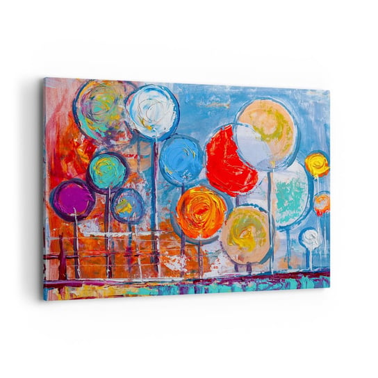 Obraz na płótnie - Cuda na kiju - 120x80cm - Kolorowe Balony Abstrakcja Dla Dzieci - Nowoczesny obraz na ścianę do salonu do sypialni ARTTOR ARTTOR