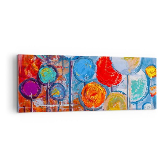 Obraz na płótnie - Cuda na kiju - 140x50cm - Kolorowe Balony Abstrakcja Dla Dzieci - Nowoczesny Canvas obraz do salonu do sypialni ARTTOR ARTTOR