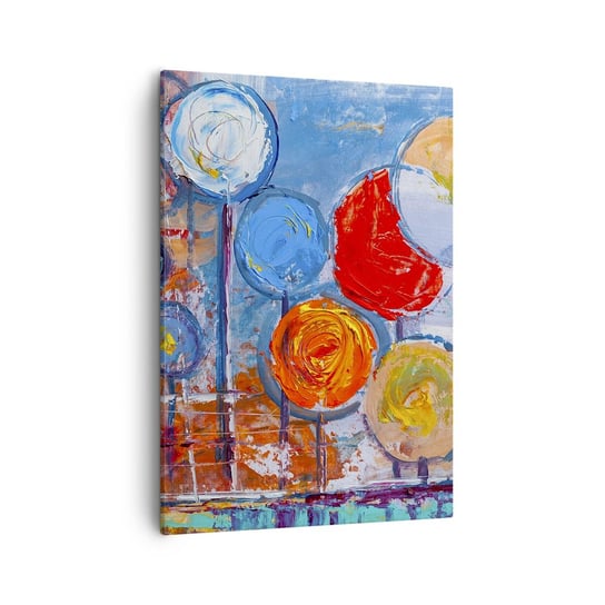 Obraz na płótnie - Cuda na kiju - 50x70cm - Kolorowe Balony Abstrakcja Dla Dzieci - Nowoczesny Canvas obraz do salonu do sypialni ARTTOR ARTTOR