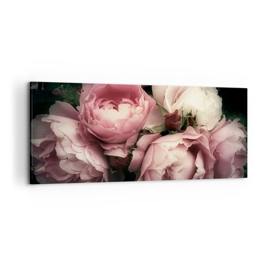 Obraz na płótnie - Czar belle epoque - 120x50cm - Kwiaty Piwonia Bukiet - Nowoczesny obraz na ścianę do salonu do sypialni ARTTOR ARTTOR