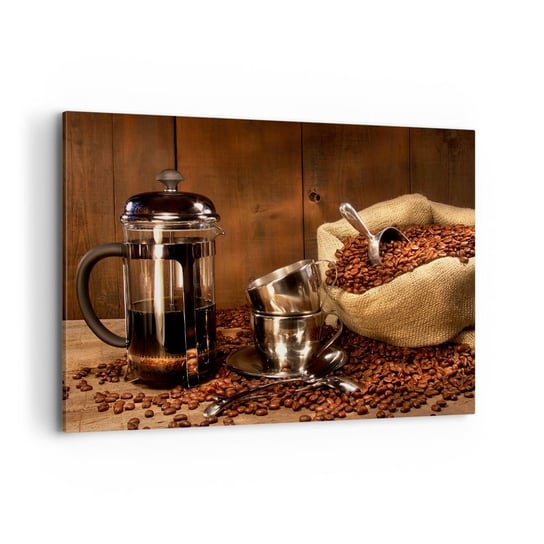 Obraz na płótnie - Czar kawy - aromat i smak - 120x80cm - Gastronomia Kawa Dzbanek Do Kawy - Nowoczesny obraz na ścianę do salonu do sypialni ARTTOR ARTTOR