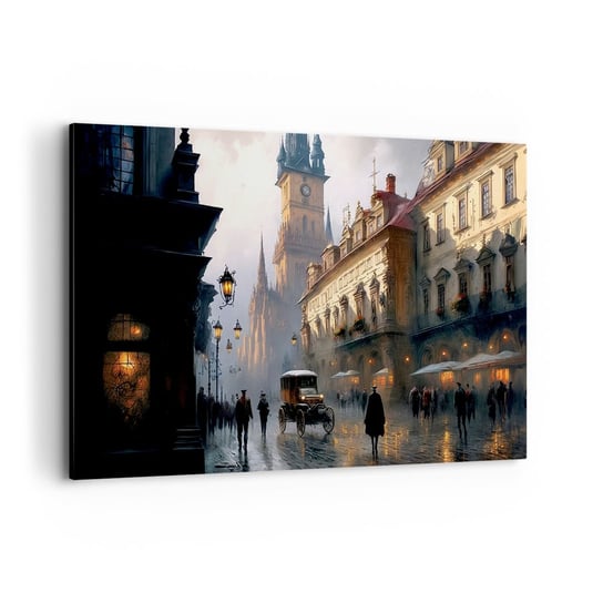 Obraz na płótnie - Czar praskiego wieczoru - 120x80cm - Stare Miasto Praga Historyczny - Nowoczesny obraz na ścianę do salonu do sypialni ARTTOR ARTTOR