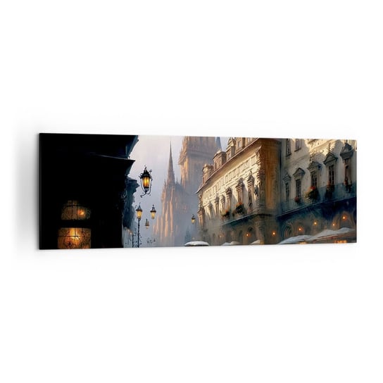 Obraz na płótnie - Czar praskiego wieczoru - 160x50cm - Stare Miasto Praga Historyczny - Nowoczesny foto obraz w ramie do salonu do sypialni ARTTOR ARTTOR