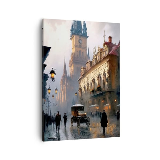 Obraz na płótnie - Czar praskiego wieczoru - 50x70cm - Stare Miasto Praga Historyczny - Nowoczesny Canvas obraz do salonu do sypialni ARTTOR ARTTOR