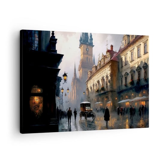 Obraz na płótnie - Czar praskiego wieczoru - 70x50cm - Stare Miasto Praga Historyczny - Nowoczesny Canvas obraz do salonu do sypialni ARTTOR ARTTOR
