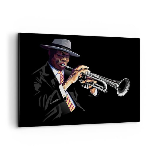 Obraz na płótnie - Czar starej szkoły - 120x80cm - Muzyka Jazz Trąbka - Nowoczesny obraz na ścianę do salonu do sypialni ARTTOR ARTTOR