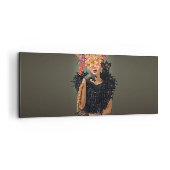 Obraz na płótnie - Czar wiedźmy - 120x50cm - Abstrakcja Kobieta Kwiaty - Nowoczesny obraz na ścianę do salonu do sypialni ARTTOR ARTTOR