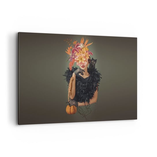 Obraz na płótnie - Czar wiedźmy - 120x80cm - Abstrakcja Kobieta Kwiaty - Nowoczesny obraz na ścianę do salonu do sypialni ARTTOR ARTTOR