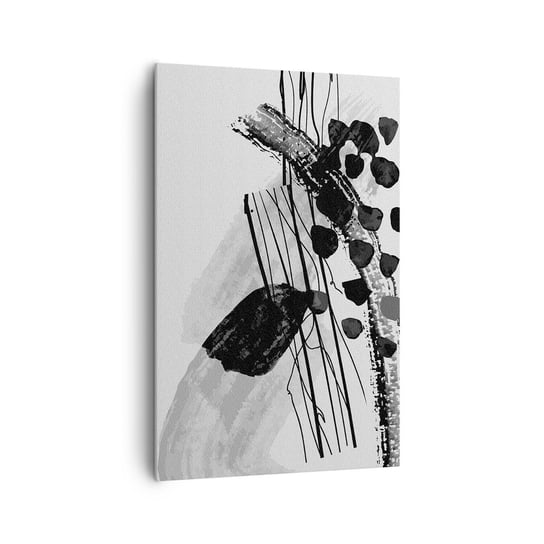 Obraz na płótnie - Czarno-biała abstrakcja organiczna - 80x120cm - Abstrakcja Nowoczesny Sztuka - Nowoczesny obraz na ścianę do salonu do sypialni ARTTOR ARTTOR