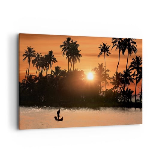 Obraz na płótnie - Czas na odpoczynek - 100x70cm - Krajobraz Zachód Słońca Indie - Nowoczesny foto obraz w ramie do salonu do sypialni ARTTOR ARTTOR