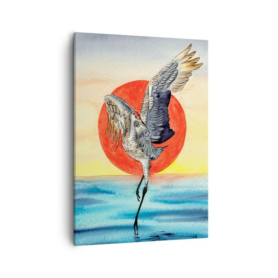 Obraz na płótnie - Czas wracać - 50x70cm - Ptak Słońce Japoński - Nowoczesny Canvas obraz do salonu do sypialni ARTTOR ARTTOR