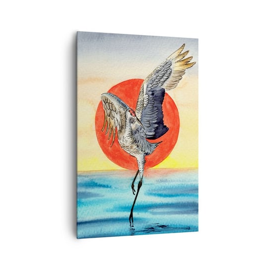 Obraz na płótnie - Czas wracać - 80x120cm - Ptak Słońce Japoński - Nowoczesny obraz na ścianę do salonu do sypialni ARTTOR ARTTOR