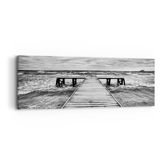 Obraz na płótnie - Czekam na wiatr, co rozgoni… - 90x30cm - Krajobraz Drewniany Pomost Morze - Nowoczesny Canvas obraz do salonu do sypialni ARTTOR ARTTOR