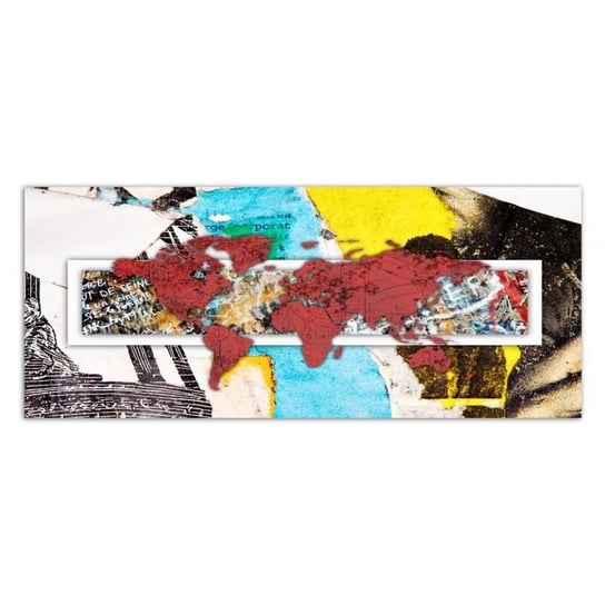 Obraz na płótnie, Czerwona mapa Świata - abstrakcja, 100x50 cm Feeby