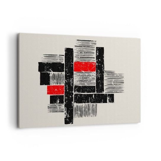 Obraz na płótnie - Czerwone i czarne - 120x80cm - Abstrakcja Sztuka Współczesna Industrialny - Nowoczesny obraz na ścianę do salonu do sypialni ARTTOR ARTTOR