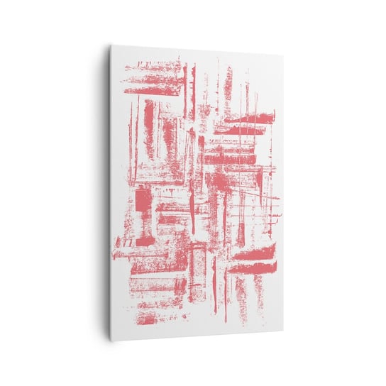 Obraz na płótnie - Czerwone miasto - 80x120cm - Abstrakcja Grafika Malarstwo - Nowoczesny obraz na ścianę do salonu do sypialni ARTTOR ARTTOR