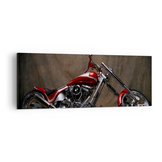 Obraz na płótnie - Czerwono-srebrna piękność - 140x50cm - Motocykl Chopper Motoryzacja - Nowoczesny Canvas obraz do salonu do sypialni ARTTOR ARTTOR