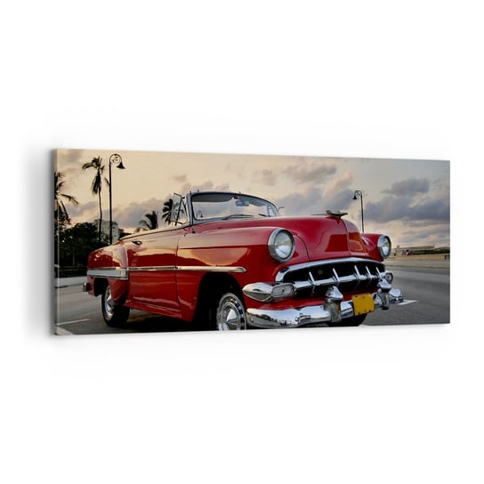 Obraz na płótnie - Czerwony żar tropików - 100x40cm - Samochód Motoryzacja Vintage - Nowoczesny foto obraz w ramie do salonu do sypialni ARTTOR ARTTOR