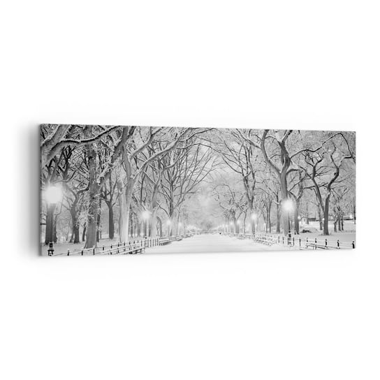 Obraz na płótnie - Cztery pory roku – zima - 140x50cm - Śnieg Zima Park - Nowoczesny Canvas obraz do salonu do sypialni ARTTOR ARTTOR