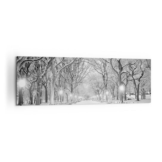 Obraz na płótnie - Cztery pory roku – zima - 160x50cm - Śnieg Zima Park - Nowoczesny foto obraz w ramie do salonu do sypialni ARTTOR ARTTOR