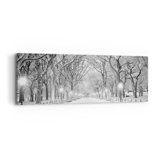 Obraz na płótnie - Cztery pory roku – zima - 90x30cm - Śnieg Zima Park - Nowoczesny Canvas obraz do salonu do sypialni ARTTOR ARTTOR