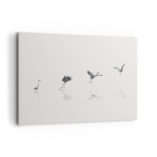 Obraz na płótnie - Cztery proste kroki - 120x80cm - Ptak Czapla Grafika - Nowoczesny obraz na ścianę do salonu do sypialni ARTTOR ARTTOR