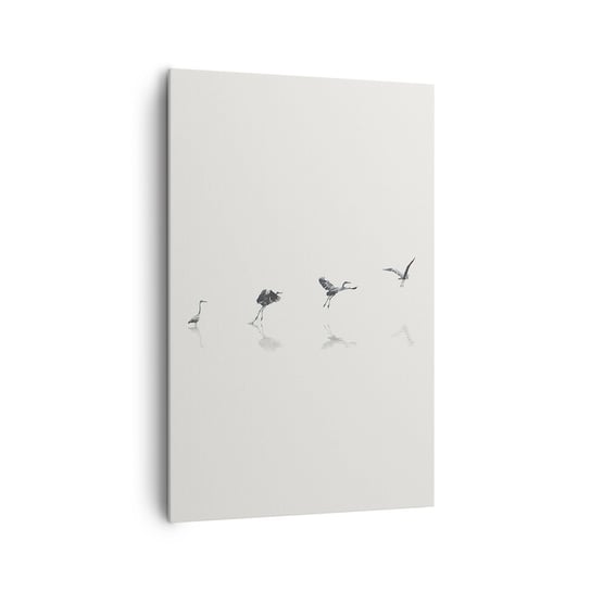 Obraz na płótnie - Cztery proste kroki - 80x120cm - Ptak Czapla Grafika - Nowoczesny obraz na ścianę do salonu do sypialni ARTTOR ARTTOR