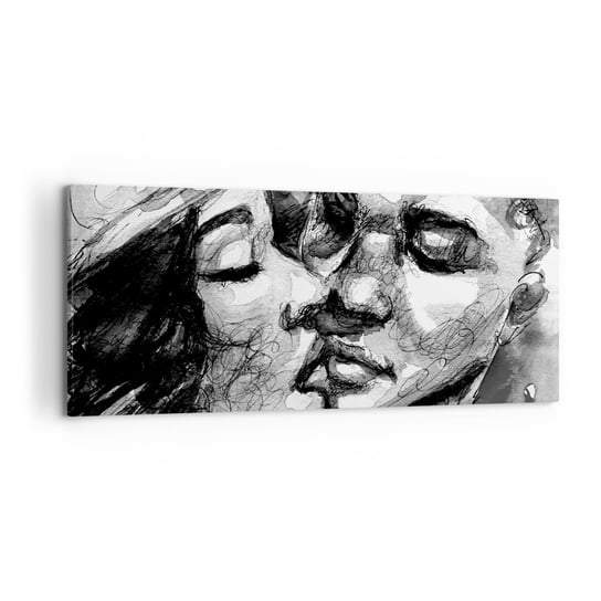 Obraz na płótnie - Czuła chwila - 120x50cm - Całusy Miłość Zakochani - Nowoczesny obraz na ścianę do salonu do sypialni ARTTOR ARTTOR
