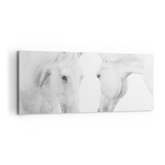 Obraz na płótnie - Czy to jest przyjaźń…? - 120x50cm - Konie Natura Zwierzęta - Nowoczesny obraz na ścianę do salonu do sypialni ARTTOR ARTTOR