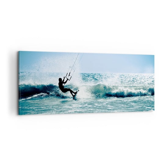 Obraz na płótnie - Daj się ponieść - 100x40cm - Sport Kitesurfing Morze - Nowoczesny foto obraz w ramie do salonu do sypialni ARTTOR ARTTOR