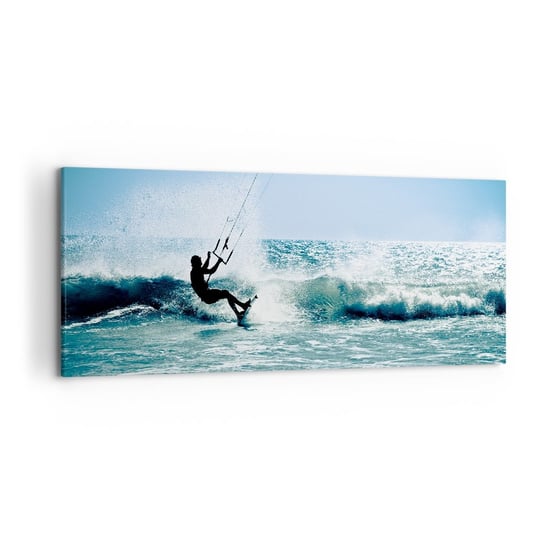 Obraz na płótnie - Daj się ponieść - 120x50cm - Sport Kitesurfing Morze - Nowoczesny obraz na ścianę do salonu do sypialni ARTTOR ARTTOR