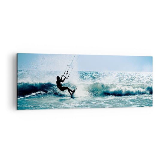 Obraz na płótnie - Daj się ponieść - 140x50cm - Sport Kitesurfing Morze - Nowoczesny Canvas obraz do salonu do sypialni ARTTOR ARTTOR