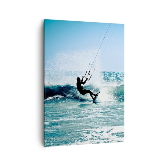 Obraz na płótnie - Daj się ponieść - 50x70cm - Sport Kitesurfing Morze - Nowoczesny Canvas obraz do salonu do sypialni ARTTOR ARTTOR