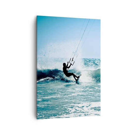 Obraz na płótnie - Daj się ponieść - 70x100cm - Sport Kitesurfing Morze - Nowoczesny foto obraz w ramie do salonu do sypialni ARTTOR ARTTOR