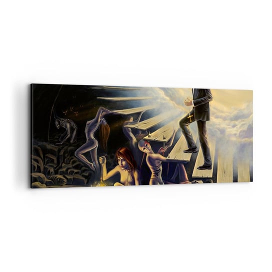 Obraz na płótnie - Dantejska wędrówka ku światłu - 100x40cm - Abstrakcja Fantasy Ludzie - Nowoczesny foto obraz w ramie do salonu do sypialni ARTTOR ARTTOR