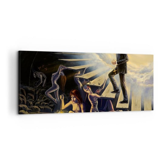 Obraz na płótnie - Dantejska wędrówka ku światłu - 120x50cm - Abstrakcja Fantasy Ludzie - Nowoczesny obraz na ścianę do salonu do sypialni ARTTOR ARTTOR