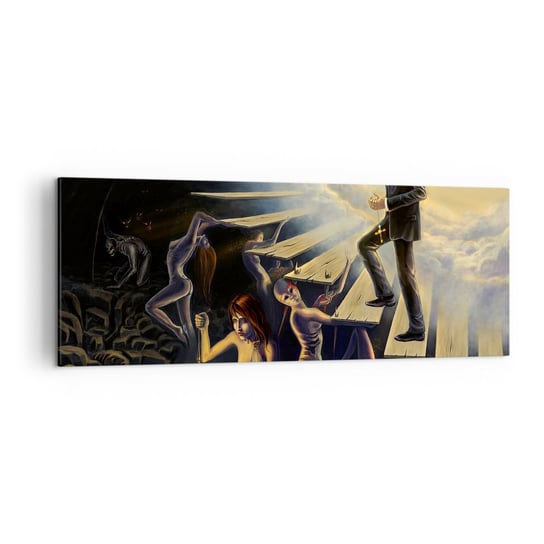 Obraz na płótnie - Dantejska wędrówka ku światłu - 140x50cm - Abstrakcja Fantasy Ludzie - Nowoczesny Canvas obraz do salonu do sypialni ARTTOR ARTTOR