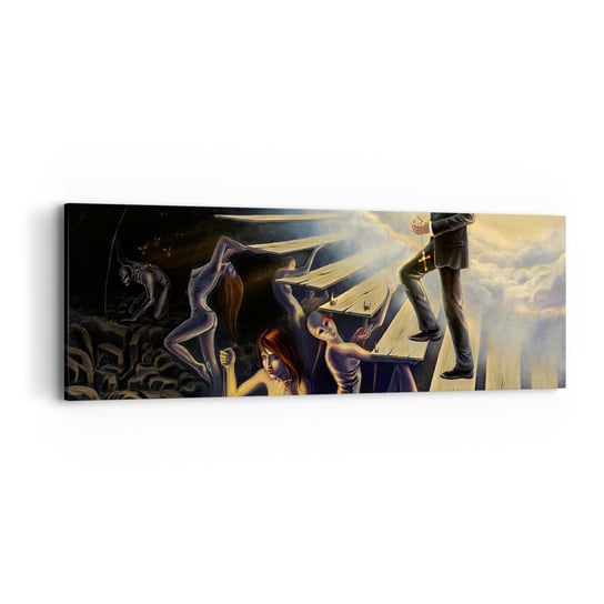 Obraz na płótnie - Dantejska wędrówka ku światłu - 90x30cm - Abstrakcja Fantasy Ludzie - Nowoczesny Canvas obraz do salonu do sypialni ARTTOR ARTTOR