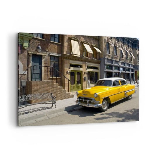 Obraz na płótnie - Dawno temu w Ameryce - 100x70cm - Miasto Taxi Nowy Jork - Nowoczesny foto obraz w ramie do salonu do sypialni ARTTOR ARTTOR