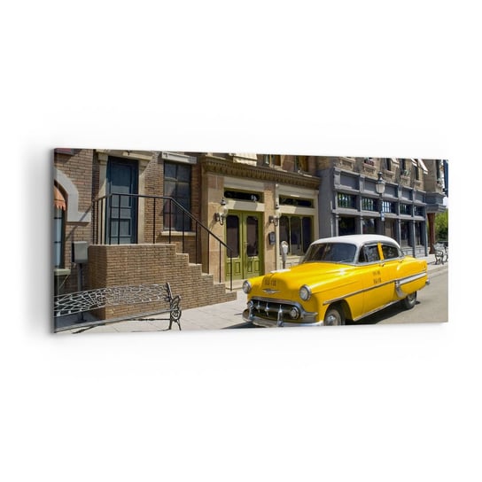 Obraz na płótnie - Dawno temu w Ameryce - 120x50cm - Miasto Taxi Nowy Jork - Nowoczesny obraz na ścianę do salonu do sypialni ARTTOR ARTTOR